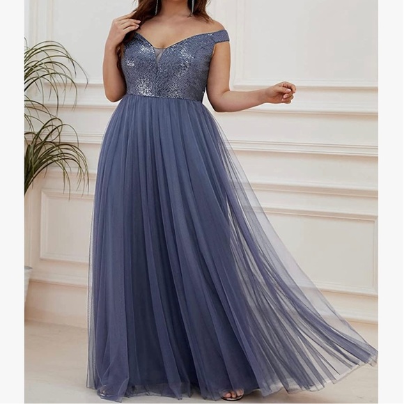 Ever-Pretty Evening Formal Dress - Size 18 - Haze Blue - NWT - Picture 5 of 6